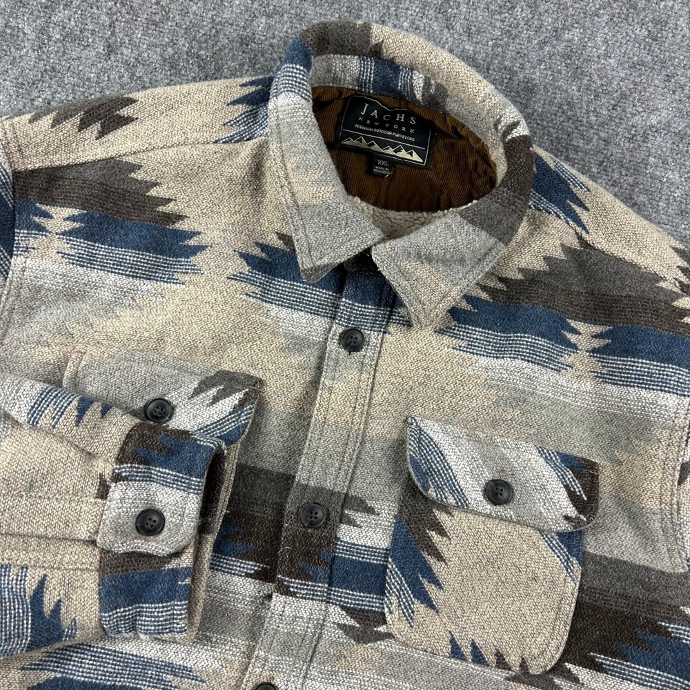 Jachs NY Shirt Jacket Mens XXL Southwestern Sherpa Lined Wool Blend Shacket‎